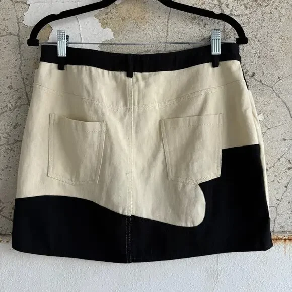 Le Lis Black & Cream Colorblock Mini SkirtAbstract DenimSize L